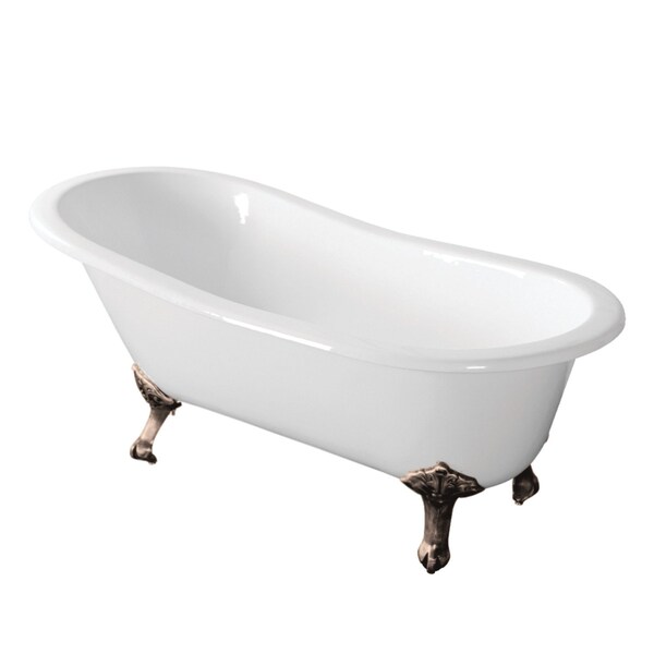 Aqua Eden Clawfoot Bathtubs, 66.94 L, 30.69 W, White/Brushed Nickel, Cast Iron VCTND673122ZB8 - main